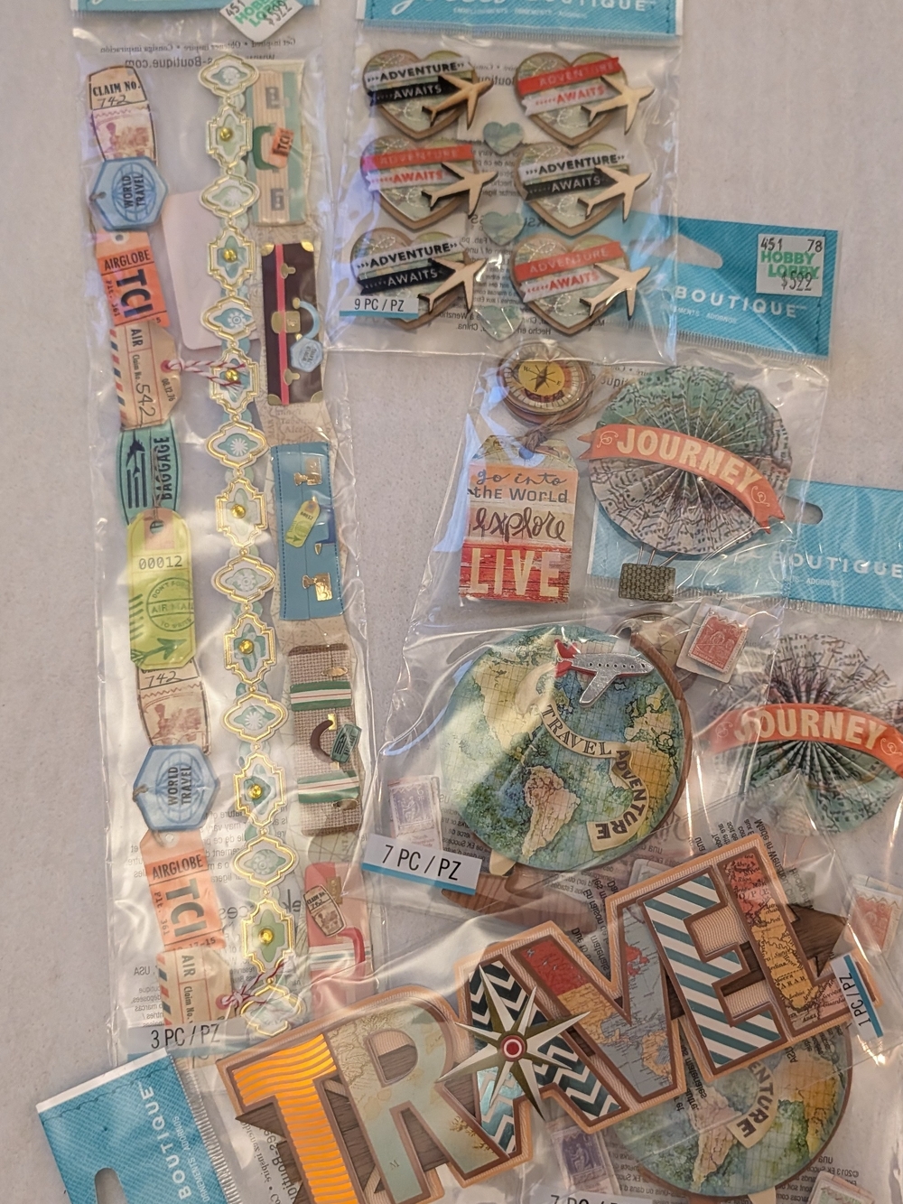 Travel-Themed Sticker Lot — Multicolor Journey Accents